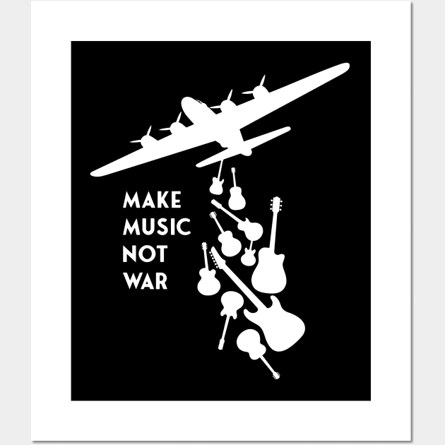 Banksy - Make Music Not War - White Wall Art by Barn Shirt USA